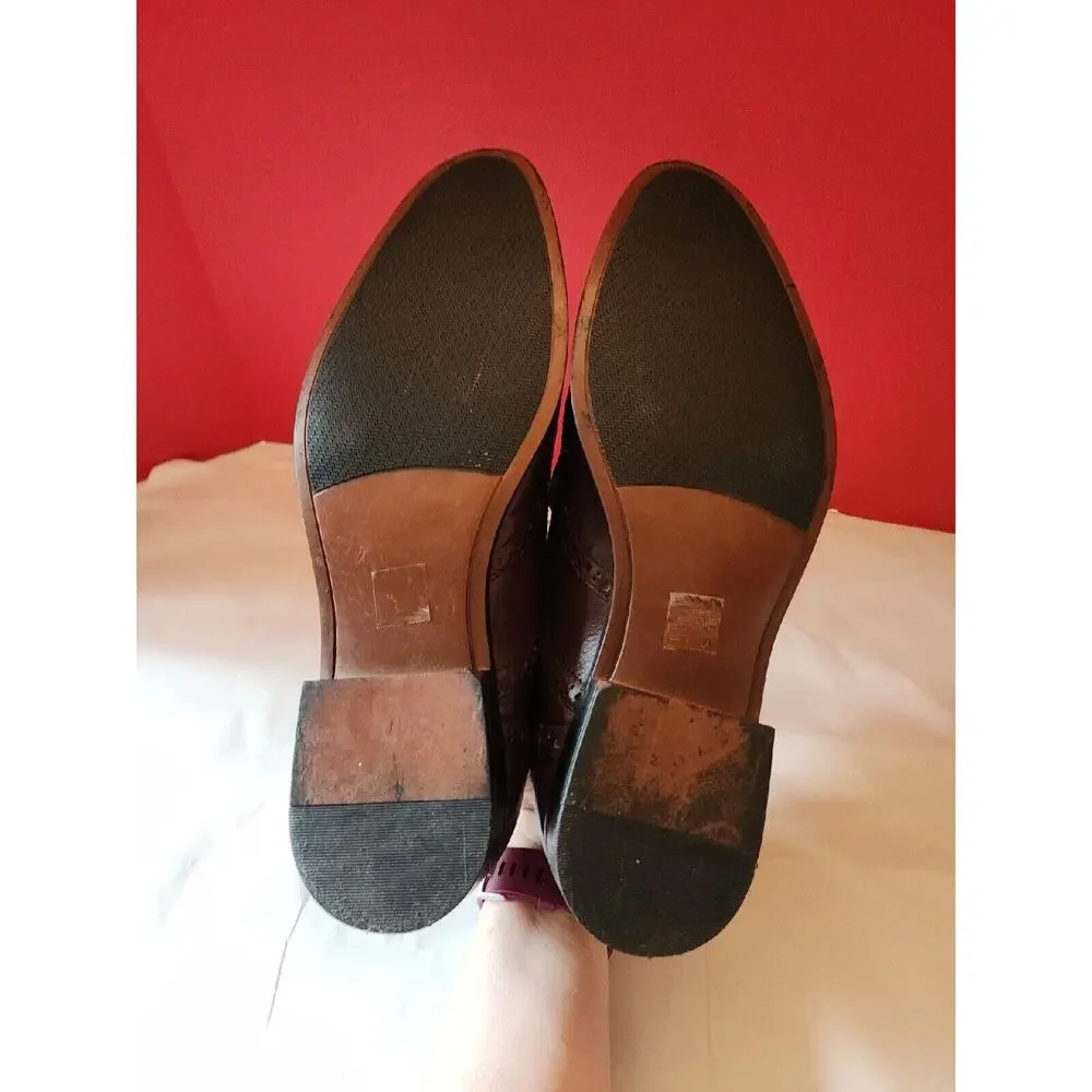 Asos Mens Brown Leather Lace Up Wing Tip Oxford Dress Shoes Size 9